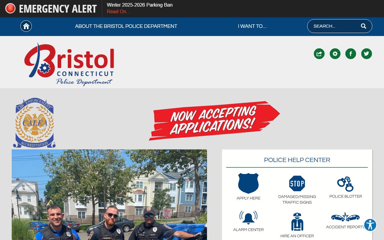 Bristol Police Department building on North Main Street