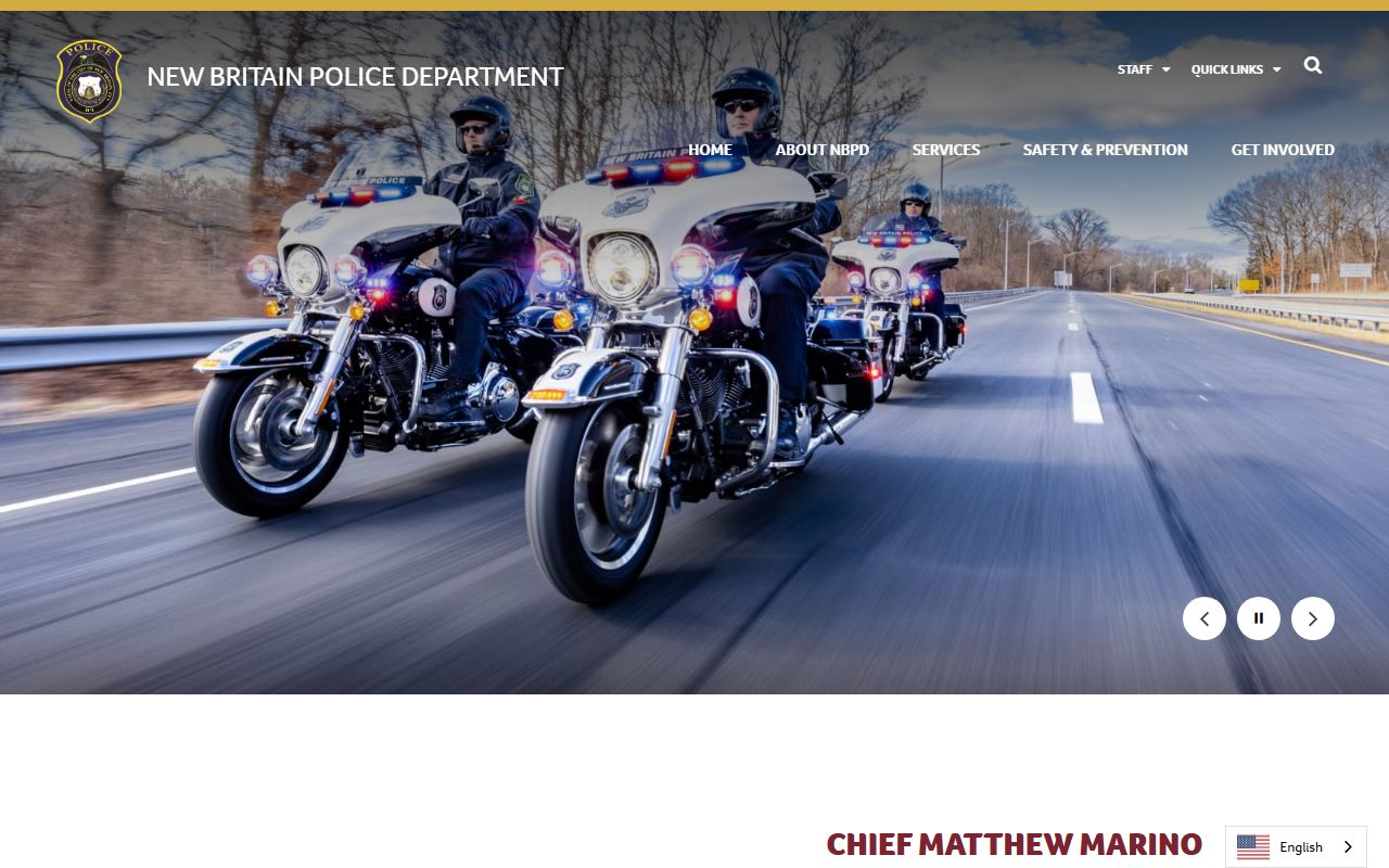 New Britain Police Department website portal for accessing online police blotter information